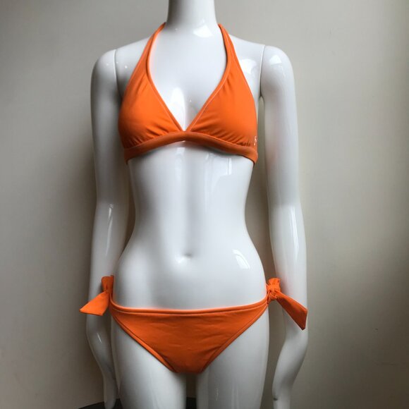 Billabong surf solid orange halter top low rise bikini set - Picture 1 of 8